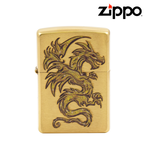 ZIPPO LIGHTER – BRUSHED BRASS DRAGON