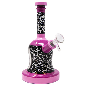 Pink and Black Antique Art Glass Bong with Showerhead Perc