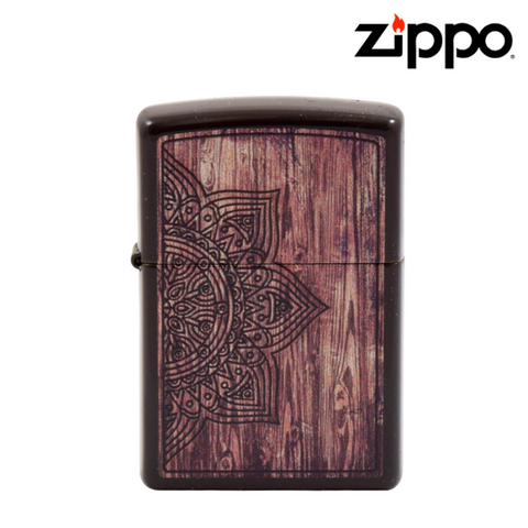 ZIPPO LIGHTER – BROWN ETCHED FLOWER