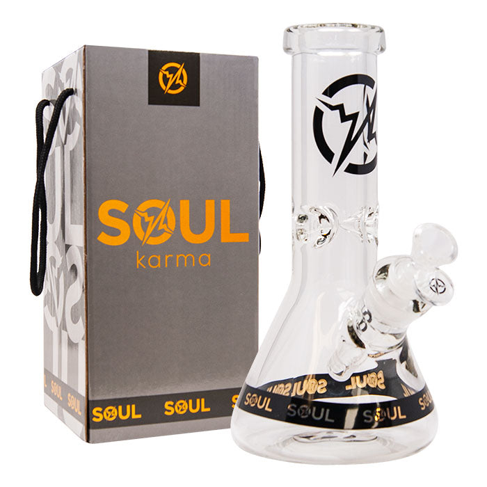 Soul Glass 9mm Thick Clear Glass Beaker Bong 10 Inches