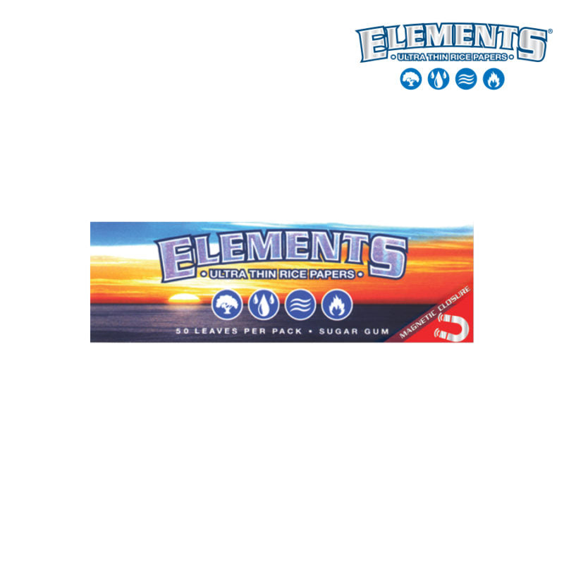 ELEMENTS ULTIMATE THIN RICE ROLLING PAPERS with MAGNET ENCLOSURE 1 1/4 SIZE,